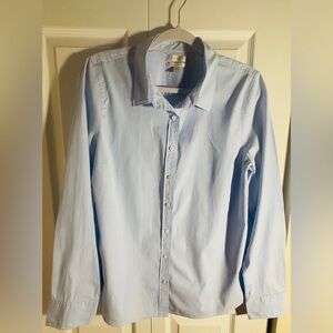 J.Crew Women Long Sleeve Button Down Light Blue Stretch Perfect Size L